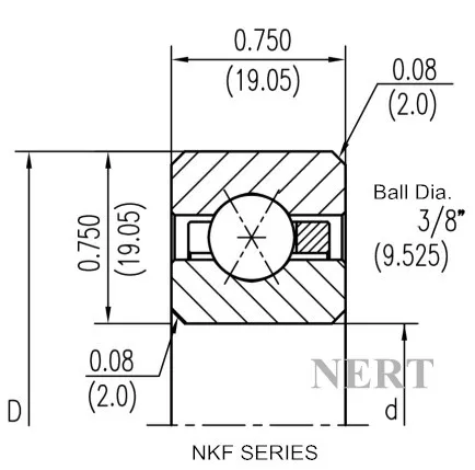 NKF-X(Φ19.05)等截面薄壁四點(diǎn)接觸球軸承剖面圖